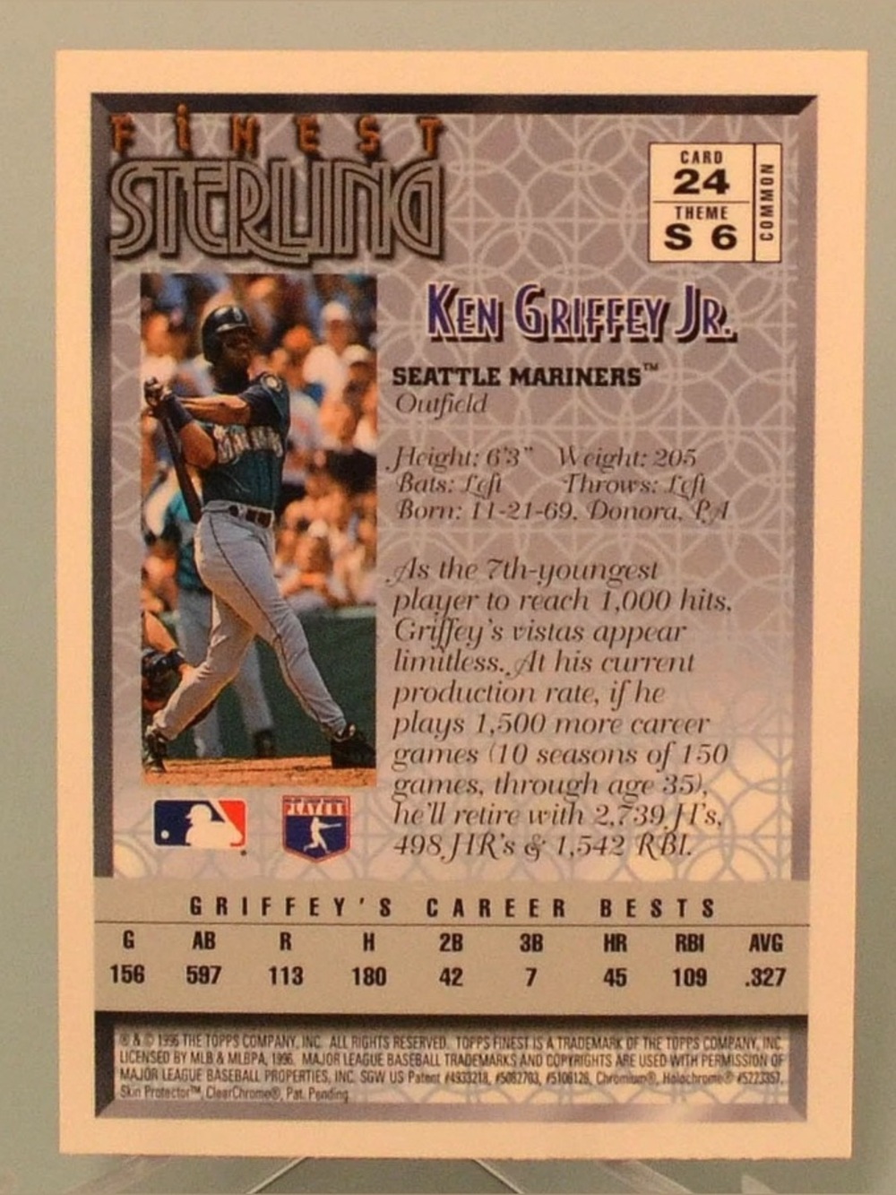 1996 Topps Finest Sterling Ken Griffey Jr.
Excellent Condition
Stock Soaring - Picture 2 of 2